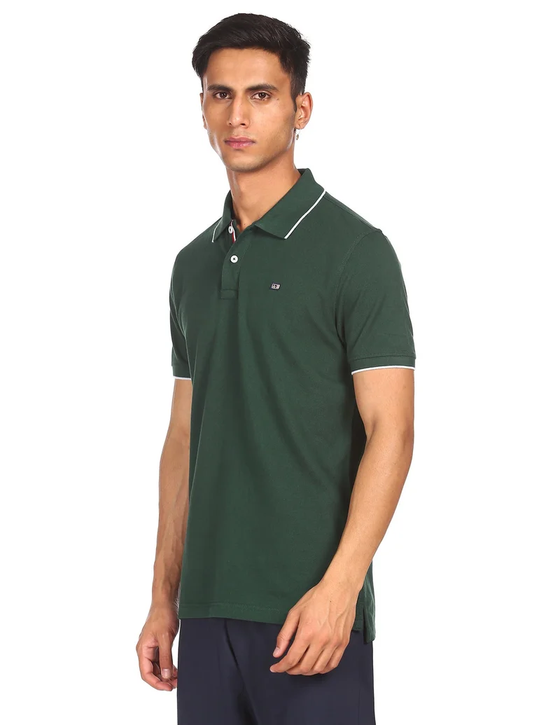 Arrow Dark Green Tipped Pique Polo Shirt for Men | Best Price UAE