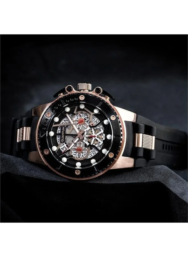Quantum QUANTUM Men's Watch, Chronograph Display and Silicone Strap - HNG535.851, Black