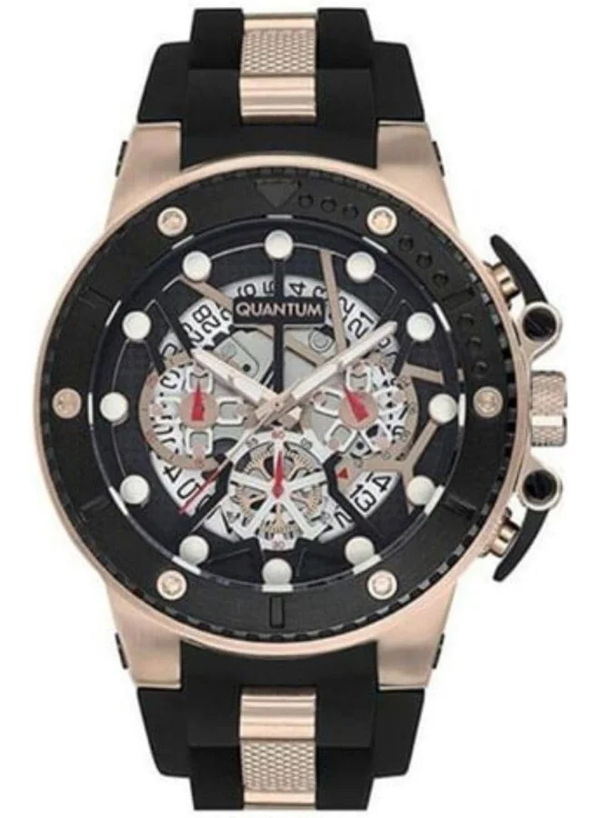 Quantum QUANTUM Men's Watch, Chronograph Display and Silicone Strap - HNG535.851, Black