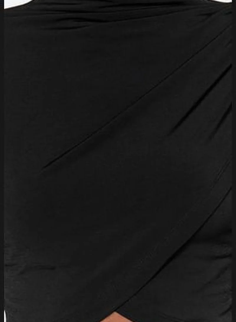 trendyol Black Stand-Up Collar Draped Crop Blouse TWOAW24BZ00164