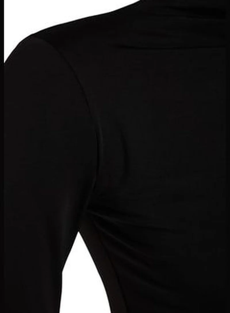 trendyol Black Stand-Up Collar Draped Crop Blouse TWOAW24BZ00164