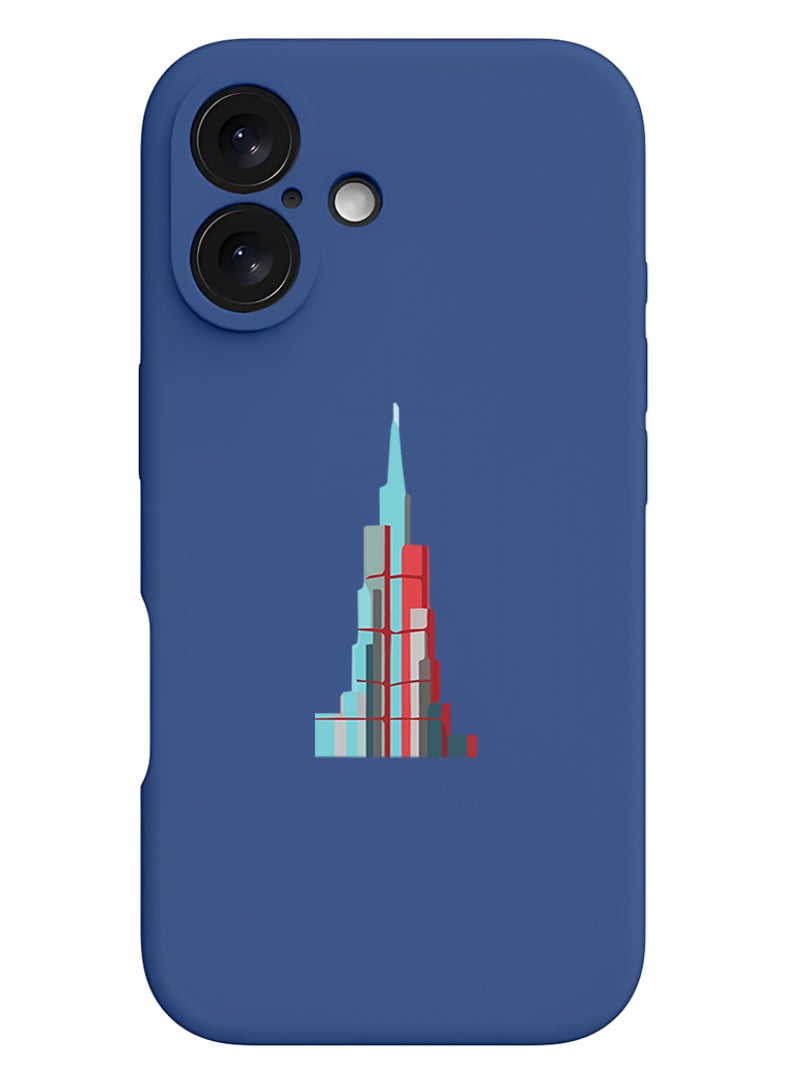 Theodor Protective Slim Fit Case Liquid Silicone Cover with Full Body Protection Anti-Scratch Shockproof Case For Apple iPhone 17 (Blue) Burj Khalifa - Image 1