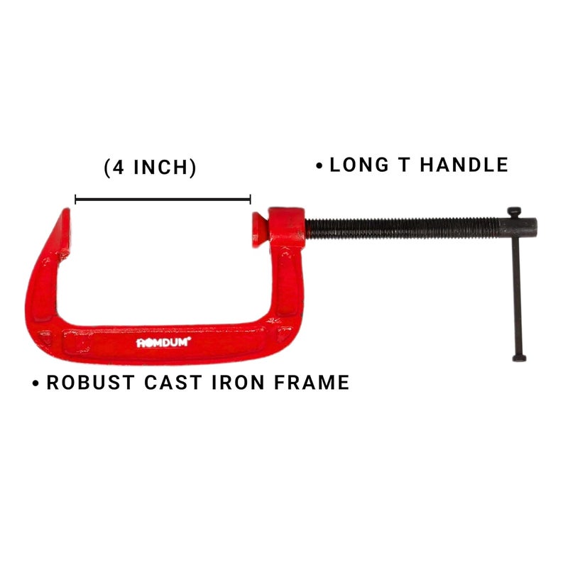 Homdum Heavy Duty G Clamp C Type Clamping Tool Pack of 2 Pieces 4 inch - Image 2