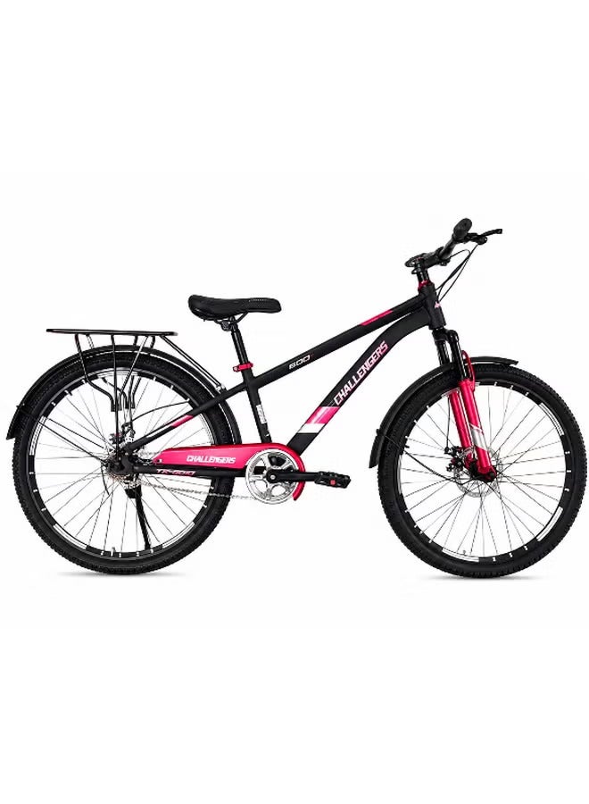 Challenger 26-Inch Geared Mountain Bike Bicycle with Front Suspension, Geared Mountain Bicycle for Recreational Cycling and Outdoor Riding, for recreational cycling, outdoor rides and everyday fitness - Black/Red - Image 1