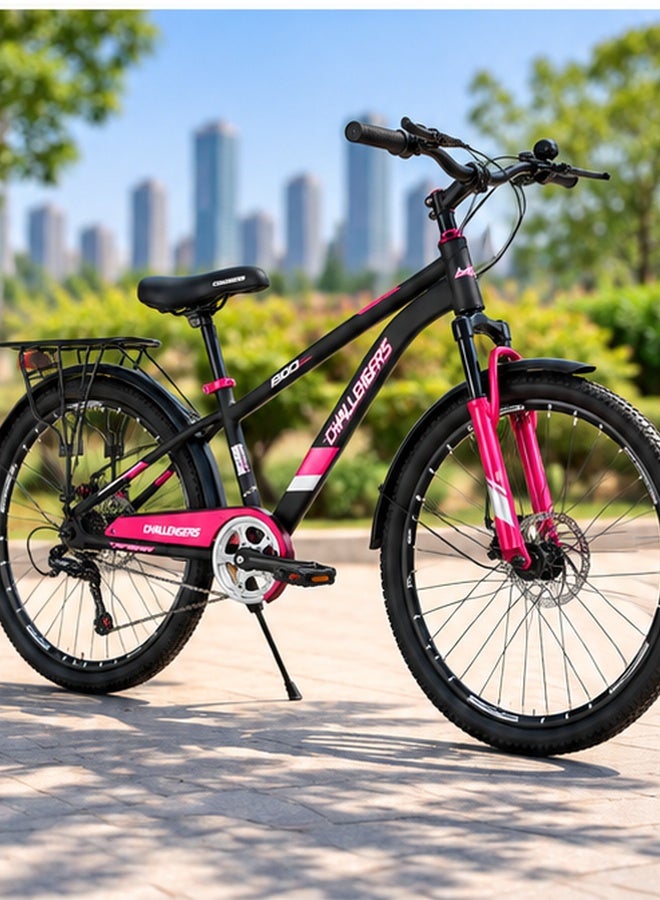 Challenger 26-Inch Geared Mountain Bike Bicycle with Front Suspension, Geared Mountain Bicycle for Recreational Cycling and Outdoor Riding, for recreational cycling, outdoor rides and everyday fitness - Black/Red - Image 3