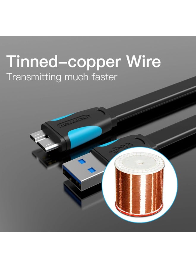 VENTION Flat USB3.0 A Male to Micro B Male Cable 0.25M Black Model # VAS-A12-B025 - Image 3