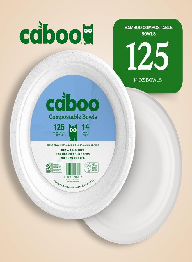 CABOO أوعية ورقية من الخيزران القابل للتصرف من كابو، عبوة 125 من الأوعية القوية القابلة للتحلل بسعة 14 أونصة، وعاء قابل للتسميد، وعاء آمن للاستخدام في الميكروويف، بديل صديق للبيئة للبلاستيك - Image 2