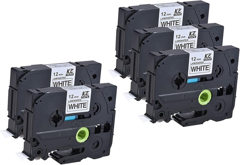 Eacam 5PCS Compatible Label Tape Replacement, 12mm * 8m Laminated Label Tape Compatible for Brother P-touch Label Printer PT-1010/PT-2100/PT-18R/PT-E200/PT-9500 Black on White - Image 4