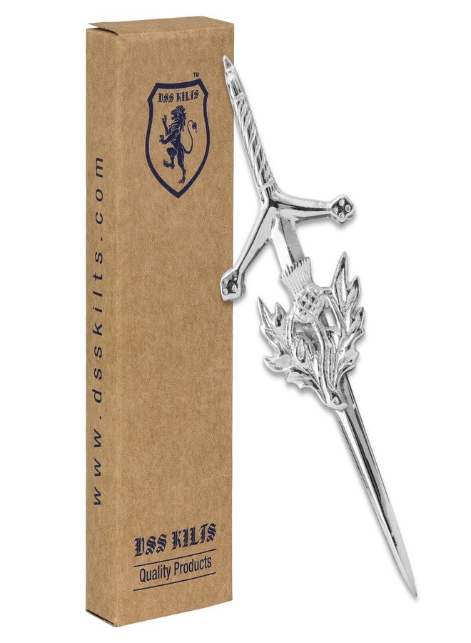 DSS KILTS Scottish Kilt Pins - 4" Highland Brooches with Locking Back - Thistle, Celtic, Clan & Traditional Designs (Badge Thistle Pin) - Image 2