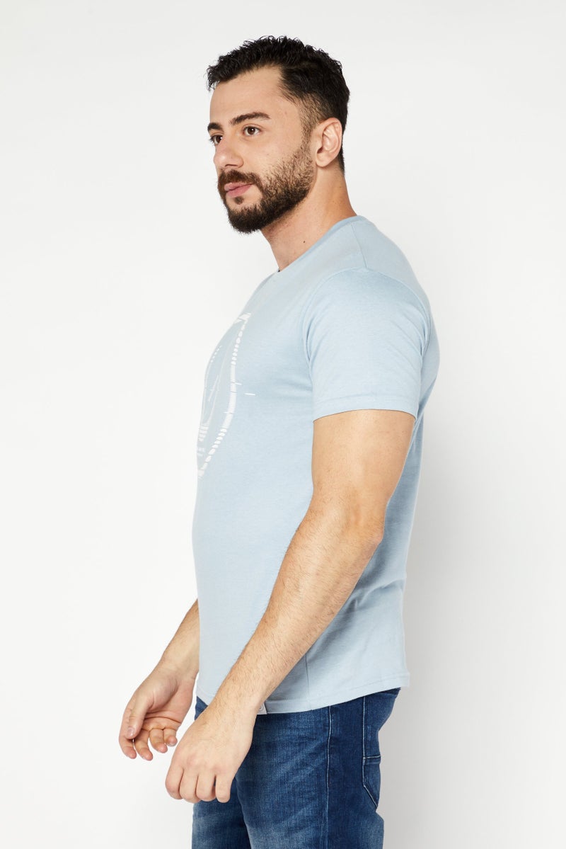 DUCK AND COVER Men Crew Neck Short Sleeve Graphic Print T Shirt ,Light Blue - Image 2