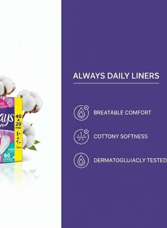 Always Daily Liners Normal Comfort Protect - 60 Pads - Image 3