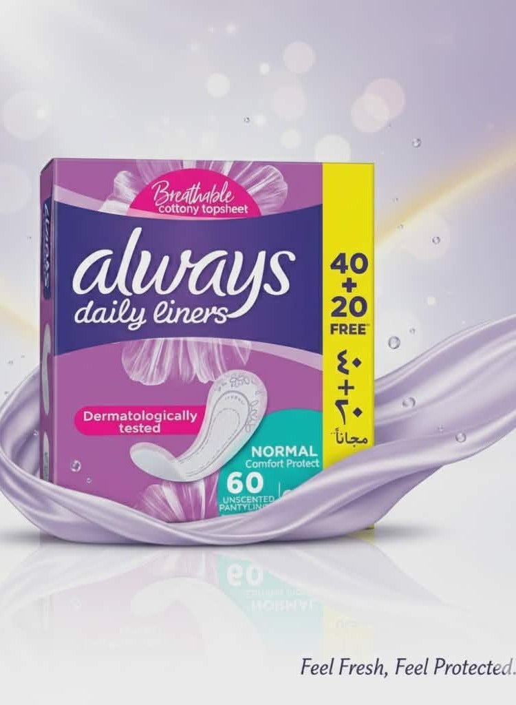 Always Daily Liners Normal Comfort Protect - 60 Pads - Image 2