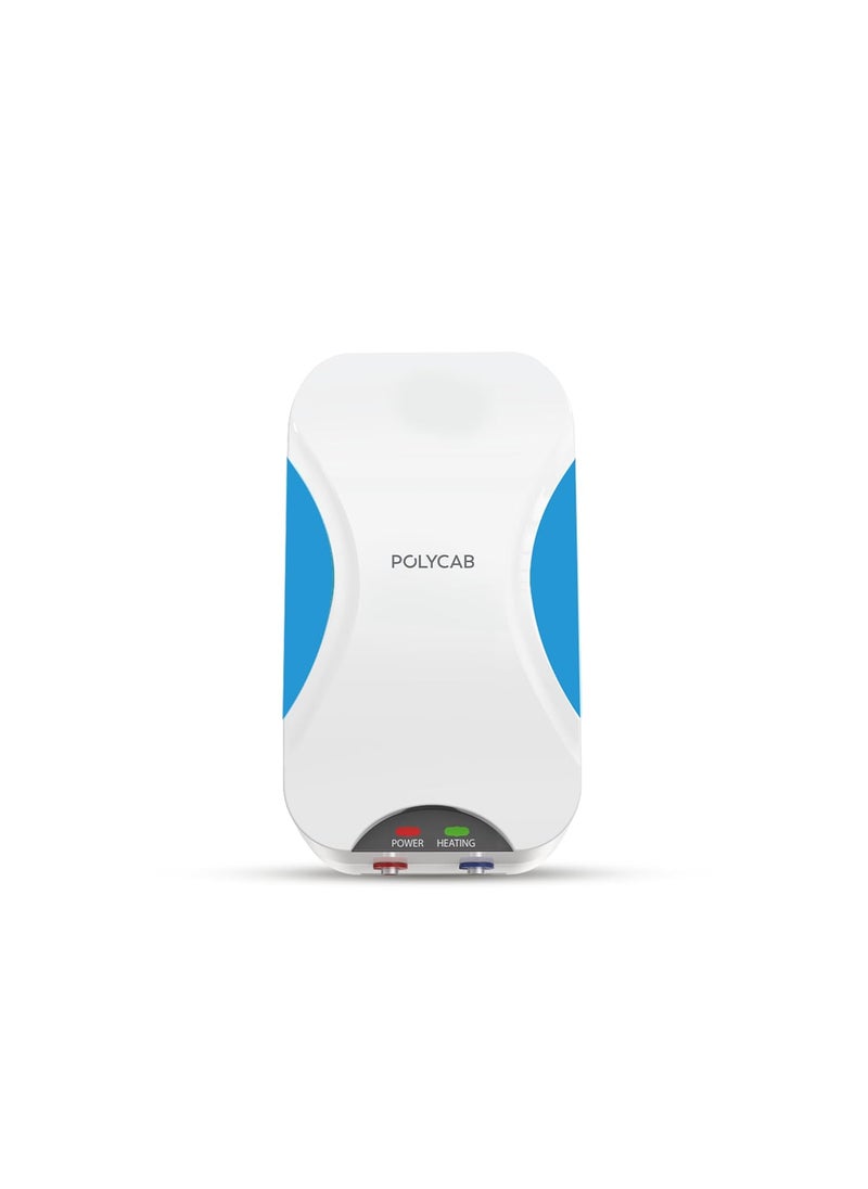 Polycab - Polycab Intenso 5 litre 3KW Electric Instant Geyser Water Heater For Home Bathroom Efficient Heating Element Enhanced Safety Measures 5 years tank 2 years product warrantyWhite Blue - Image 1