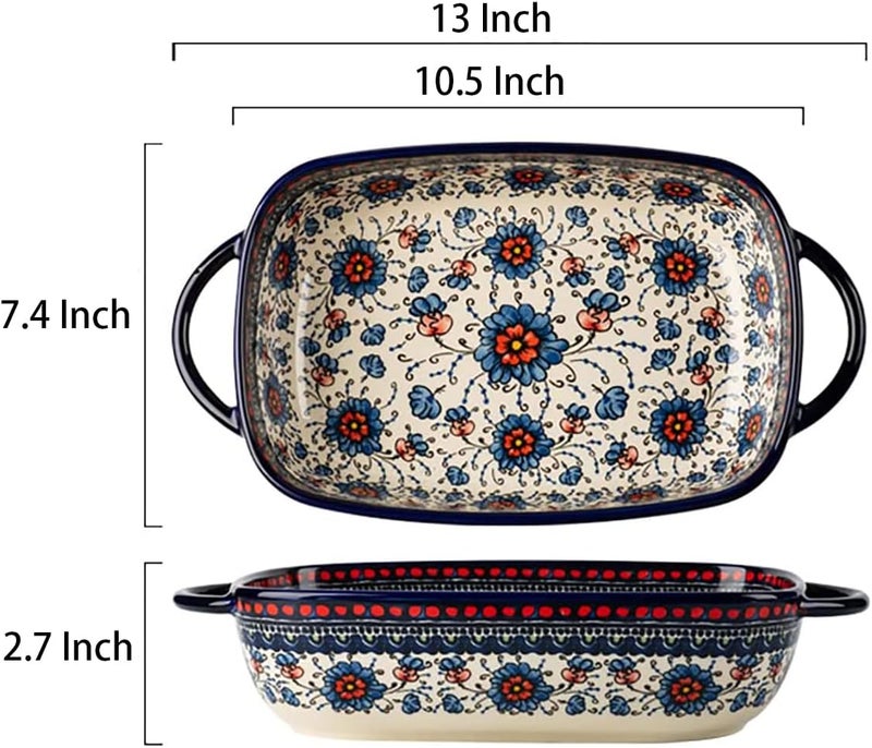 Bicuzat Vintage Style Ceramic Cooking Dish with Handles for Oven/Kitchen/Cooking - 1 Piece - Large Capacity - 1.7 L - Image 2