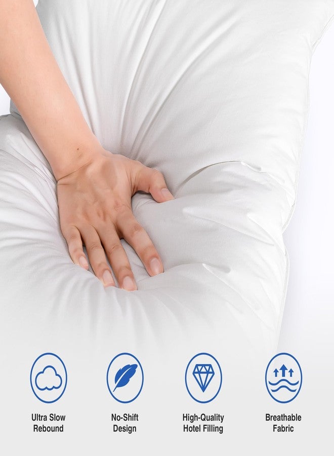 zibroges Feather Pillows Queen Size Set of 2 - Goose Down Hotel Bed Pillow for Sleeping, Soft 600 Thread Count Cotton Cover, Fluffy Support Surround Fill Polyester for Side, Back and Stomach Sleepers - Image 3