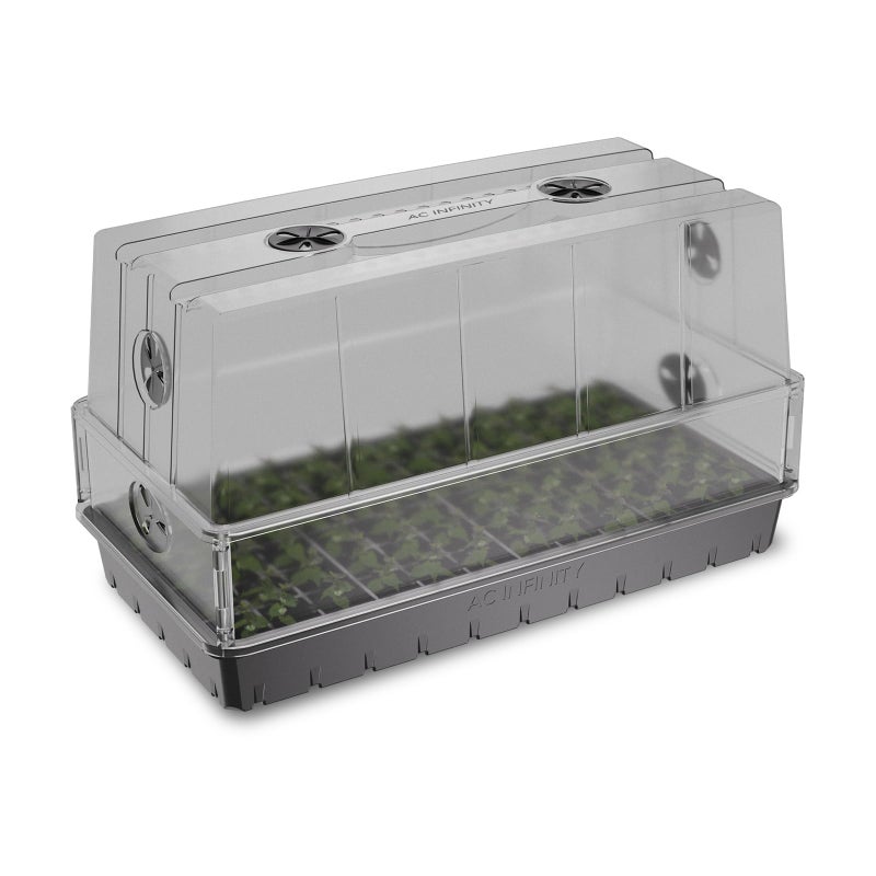 AC Infinity Large Humidity Dome HeavyDuty Germination Kit with 3 mm Thickest Clear Dome Sturdy Drip Tray 6x12 Cell Seedling Tray Vented Height Extension Panels for Seed Starting Cloning Plants