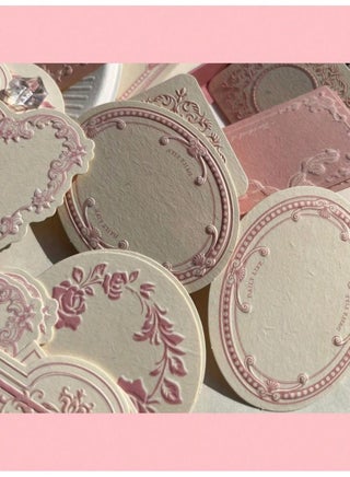 30 Pcs Vintage Pink Lace Edge Scrapbook Paper Set, Embossed Floral Journaling Stationery Kit, Aesthetic Decorative Writing Paper, Retro Craft Material for Cardmaking, Scrapbooking, and DIY Gifts,Greeting cards - view 4
