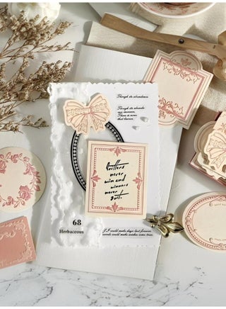 30 Pcs Vintage Pink Lace Edge Scrapbook Paper Set, Embossed Floral Journaling Stationery Kit, Aesthetic Decorative Writing Paper, Retro Craft Material for Cardmaking, Scrapbooking, and DIY Gifts,Greeting cards - view 3