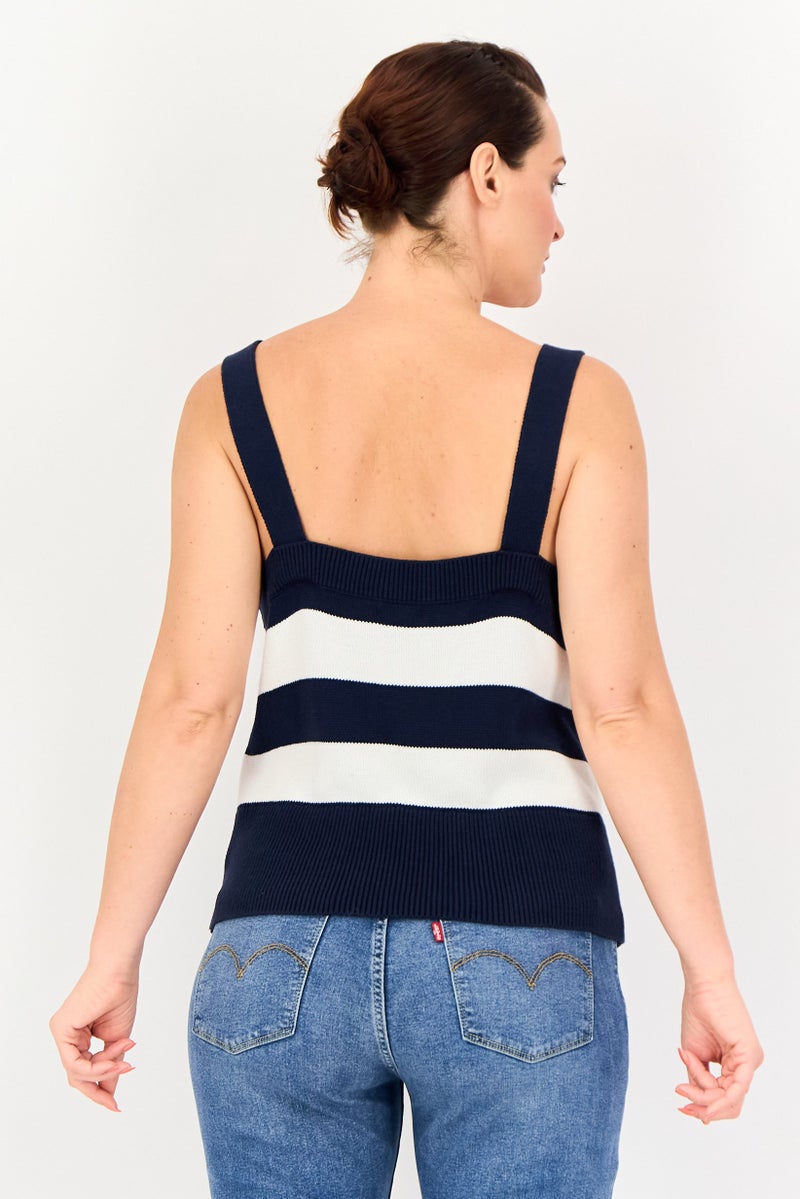 NAUTICA Women Square Neck Sleeveless Stripe Tank Top, Multicolor - Image 3