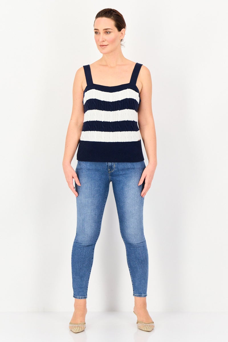 NAUTICA Women Square Neck Sleeveless Stripe Tank Top, Multicolor - Image 4