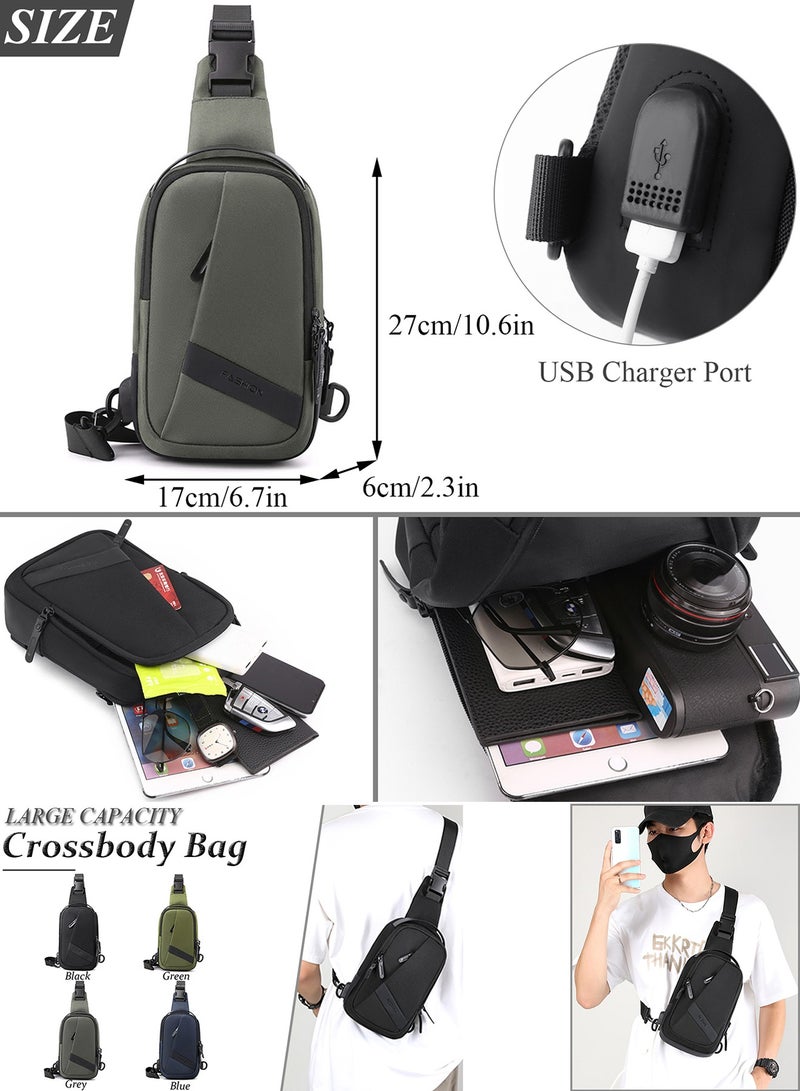 Qiccijoo Sling Bag Shoulder Bag Crossbody Backpack for Men Women Travel Hiking Bag with USB Charger Port Anti Theft Casual Daypack Multipurpose Chest Bag Beach Backpack(Grey) - Image 2
