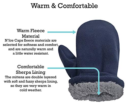 N'Ice Caps Baby Toddler Mittens Kids 2 Pairs Fleece Gloves Winter Warm Sherpa Lined Pack (Black/Navy Pack, 2-3 Years) - Image 5