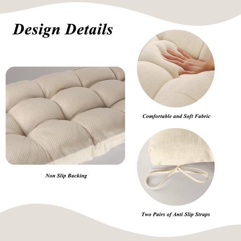 FlyGulls Bench Cushion for Indoor Furniture 48x19 inch Rectangle Bench Seat Cushion for Bay Window Entryway Bench Thick Textured Chair Cushion with Non-Slip Backing 1 Pack, Beige - Image 4