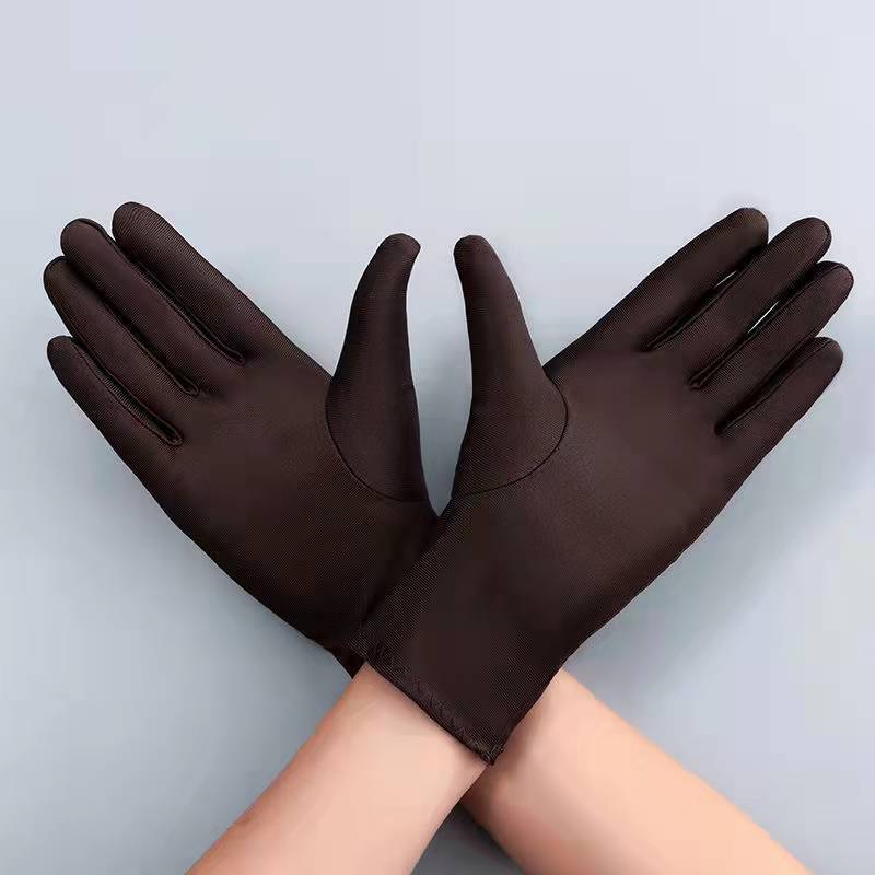 Mens and Womens Thin Lycra Spring and Autumn Spandex High Elastic Jewelry Etiquette Sun Protection Protection Dance Driving Performance Gloves Coffee