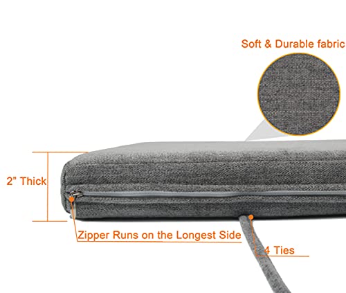 Loveboat Washable Bench Cushion, Non-Slip Bench Pad for Shoe Storage, Window, Piano, Dining 36"x14"x2" Dark Grey - Image 4