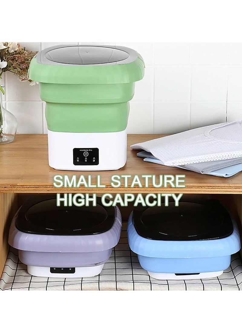 TIGER Folding Mini Automatic Washing Machine – Portable Lightweight 6L Compact Clothes Washer with Detachable Drain Basket, Spin Dryer, and 3 Adjustable Modes – Ideal for Small Spaces, Apartments, Dorm Rooms, Travel & Baby Clothes Washing  Green  - Image 4