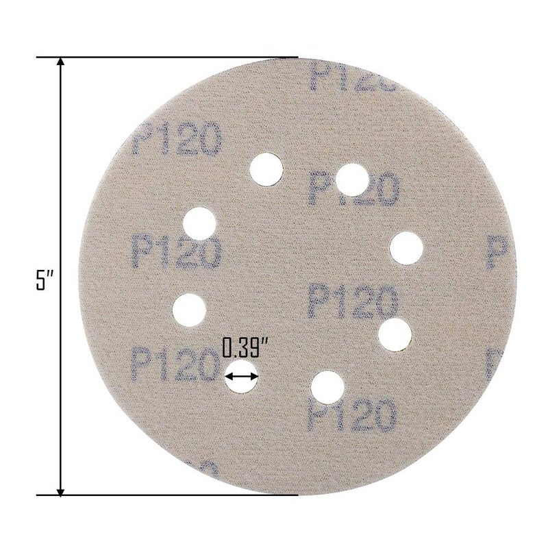 Mestool 58-AP 5-Inch 8-Hole 120 Grit Dustless Hook and Loop Sanding Discs100-pack - Image 2