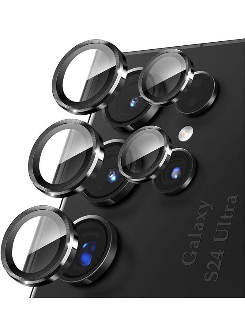 X-level Camera Lens Protector for Samsung Galaxy S24 Ultra Accessories, [3x Impact Resistance] Individual Metal Ring Tempered Glass Camera Screen Protector, Case Friendly, 1 Set (Titanium Black)  - Image 1