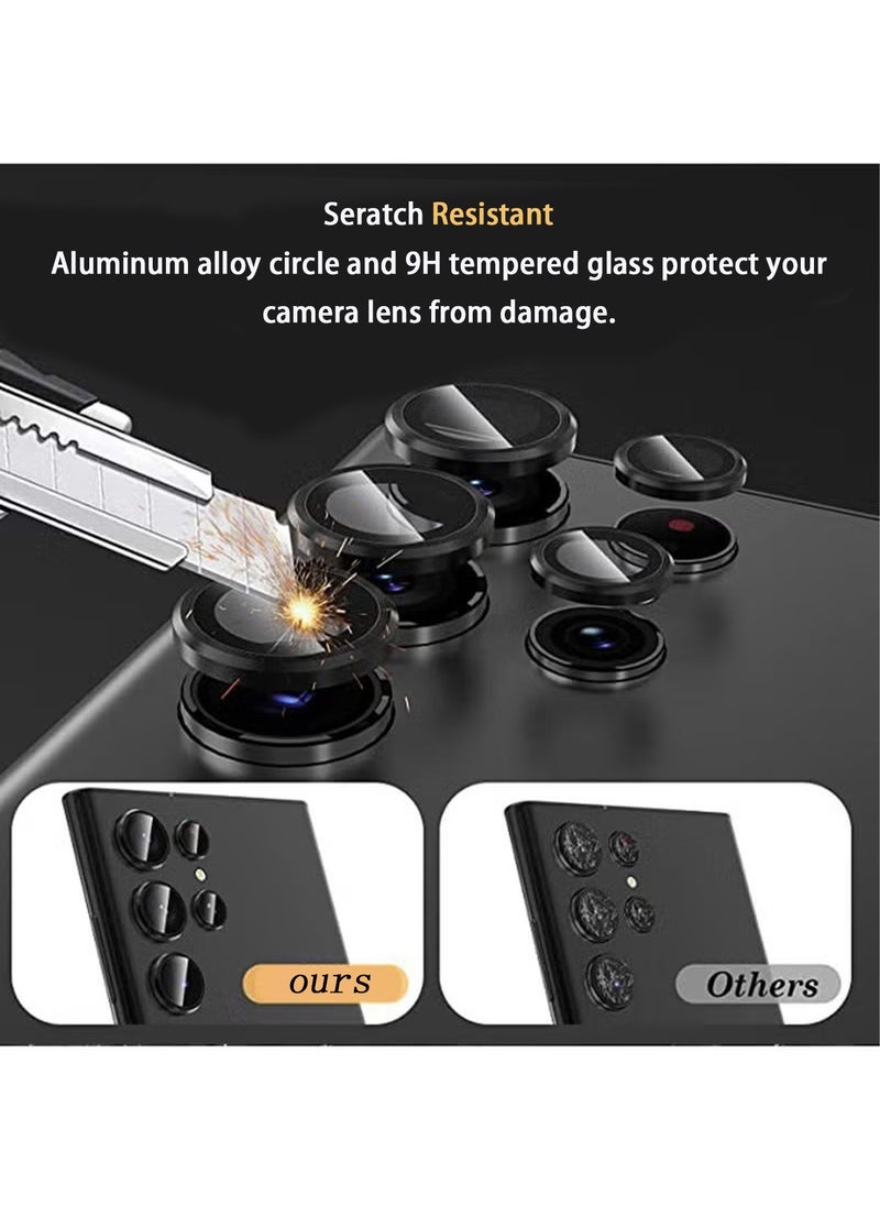 X-level Camera Lens Protector for Samsung Galaxy S24 Ultra Accessories, [3x Impact Resistance] Individual Metal Ring Tempered Glass Camera Screen Protector, Case Friendly, 1 Set (Titanium Black)  - Image 5