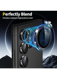 X-level Camera Lens Protector for Samsung Galaxy S24 Ultra Accessories, [3x Impact Resistance] Individual Metal Ring Tempered Glass Camera Screen Protector, Case Friendly, 1 Set (Titanium Black)  - Image 4