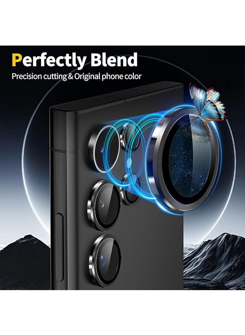 X-level Camera Lens Protector for Samsung Galaxy S24 Ultra Accessories, [3x Impact Resistance] Individual Metal Ring Tempered Glass Camera Screen Protector, Case Friendly, 1 Set (Titanium Black)  - Image 4