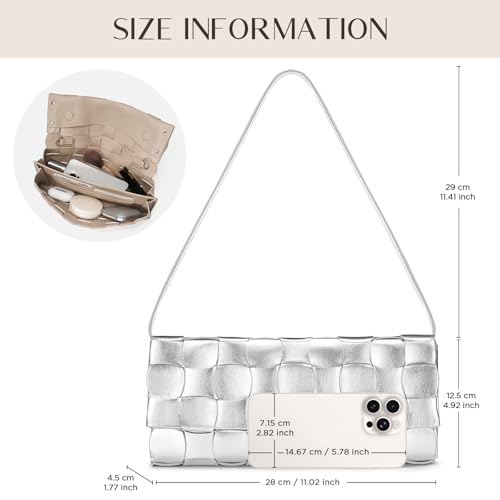 CHUNLI Trendy Woven Evening Clutch Purses for Women, PU Leather Crossbody Shoulder Purse Handbag for Women Evening, Formal Events, Wedding, Party, and Special Occasions - Image 5