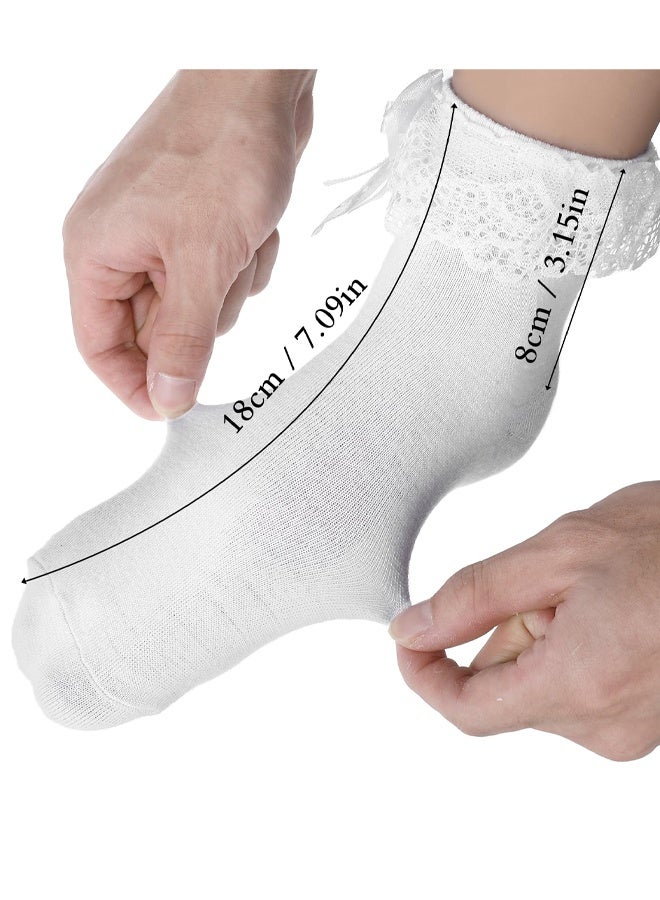 Cool White Ruffle Frilly Socks Women, Lace Socks For Women Ankle Ruffle, Comfortable And Breathable For All Seasons - Image 2