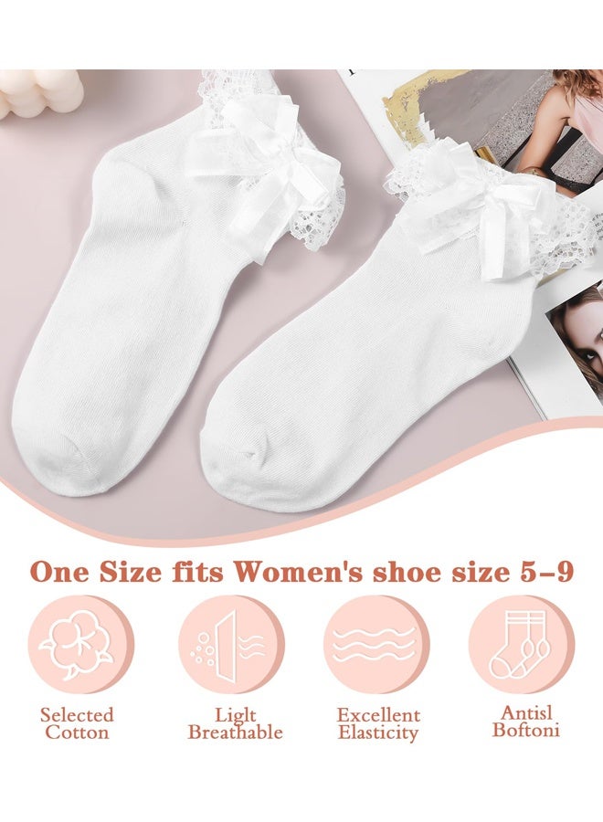 Cool White Ruffle Frilly Socks Women, Lace Socks For Women Ankle Ruffle, Comfortable And Breathable For All Seasons - Image 4