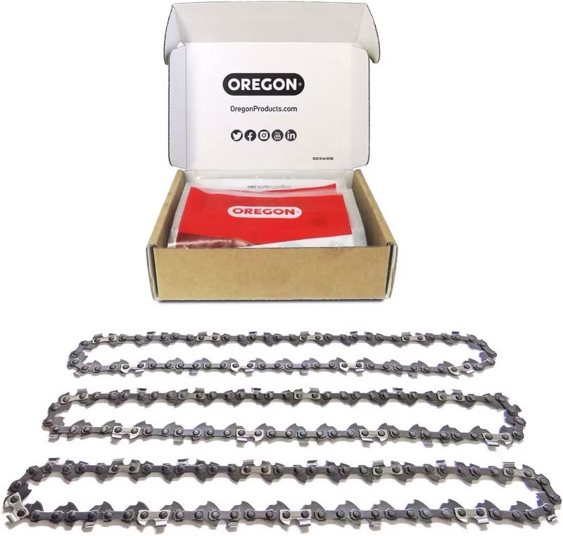 Oregon 3-Pack Chainsaw Chain 3/8" LP Pitch, .050" (1.3 mm) Gauge for 18" (45cm) Bar, 62 Drive Links – Low-kickback Replacement Saw Chain, Fits Husqvarna, Echo, Poulan, Homelite, Craftsman and more - Image 1