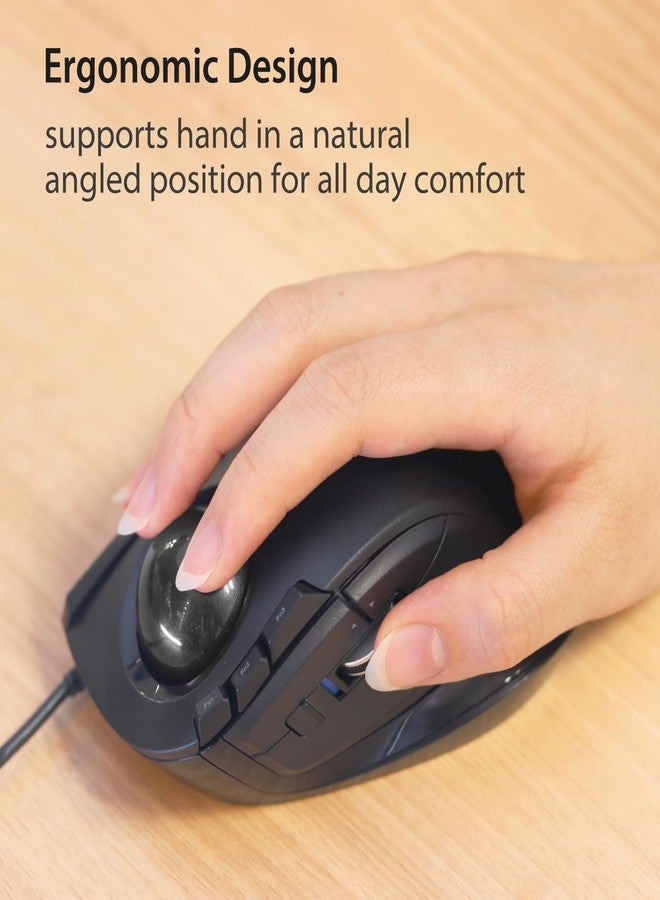 ELECOM DEFT Trackball Mouse, Wired, Finger Control, 8-Button Function with Smooth Tracking, Ergonomic Design, Windows11, macOS (M-DT2URBK) - Image 3