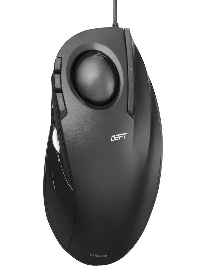 ELECOM DEFT Trackball Mouse, Wired, Finger Control, 8-Button Function with Smooth Tracking, Ergonomic Design, Windows11, macOS (M-DT2URBK) - Image 1
