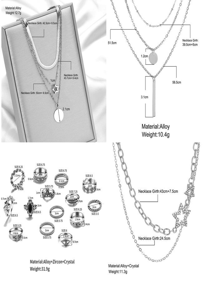CONGYING 65 Pcs Gold Jewelry Set with 6Pcs Layered Necklace, 11 Pcs anklet and 7Pcs Earring Ear Cuff,11Hoop Earrings,15pcs Rings,15pcs stud earrings Jewerly set for Women Pack for Friendship Gift - Image 3
