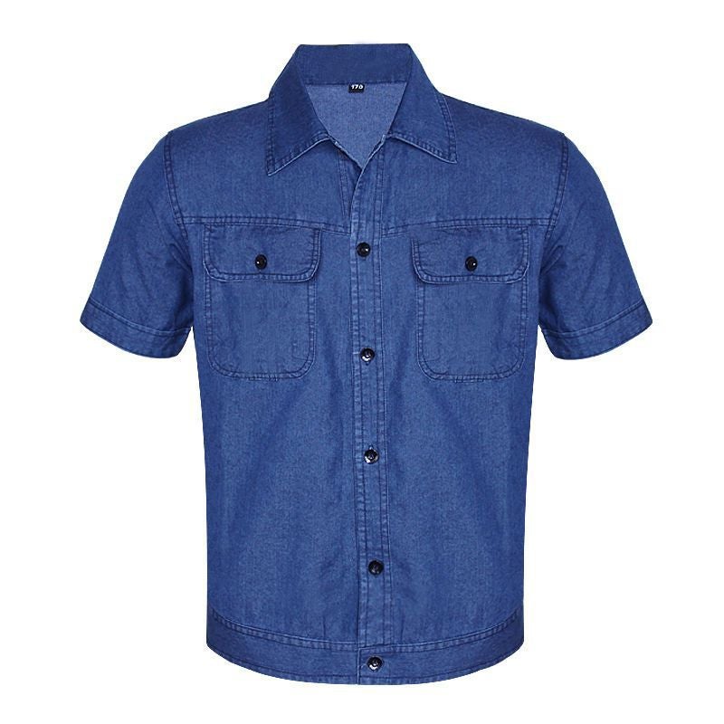 Summer Overalls Men'S Suit Jacket Pants Thin Long Short Sleeve Denim Breathable Wear-Resistant Anti-Scald Welding Work Protection Clothing - Image 1