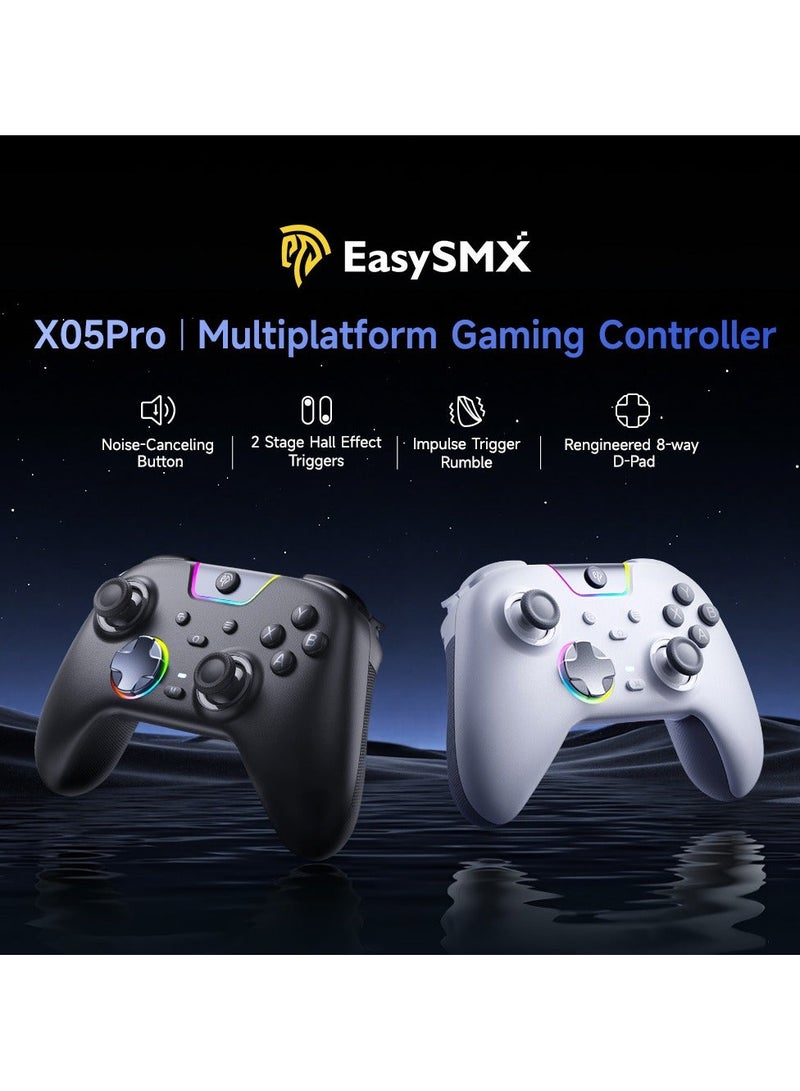 EasySMX Classic Gamepad EasySMX X05Pro Wireless Game Controller for PC/Switch/Steam/iOS/Android/Android TV BOX with Dual-Mode Impulse Triggers, Hall Joysticks, Ergonomic Skin-Like Grip, Quiet-Touch Low-Noise Buttons, 1000Hz Polling, 2 Programmable Buttons, RGB, 1000mAh Battery - Image 5