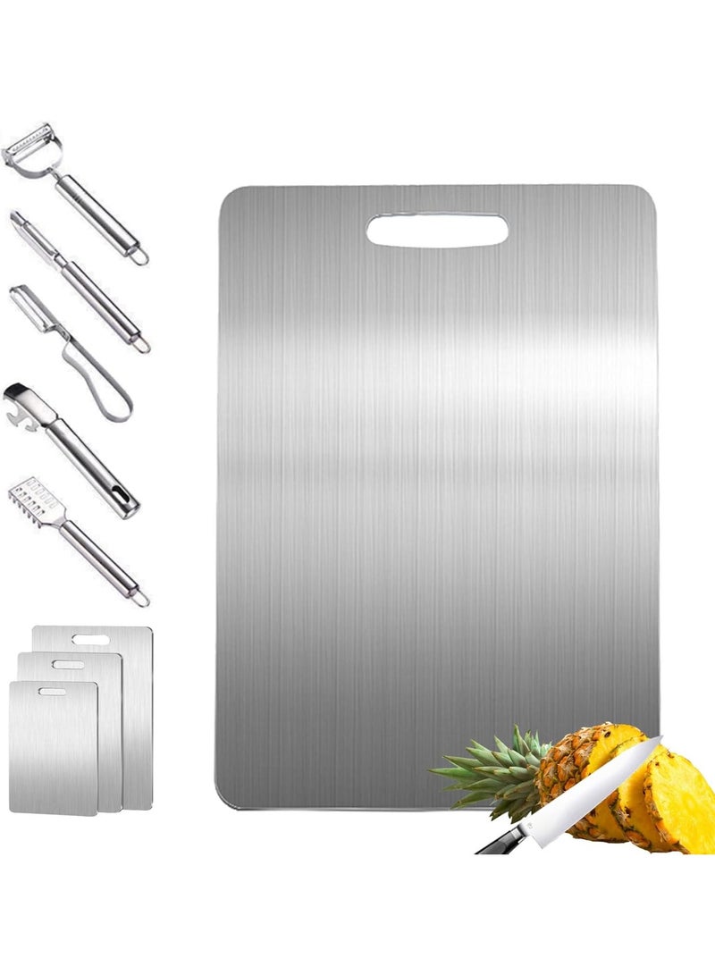 YQbest 304 Stainless Steel Cutting Boards for Kitchen, With Peeling Knife Set Perfect for Various Cooking Tasks. (15.5 * 11 inches) - Image 1