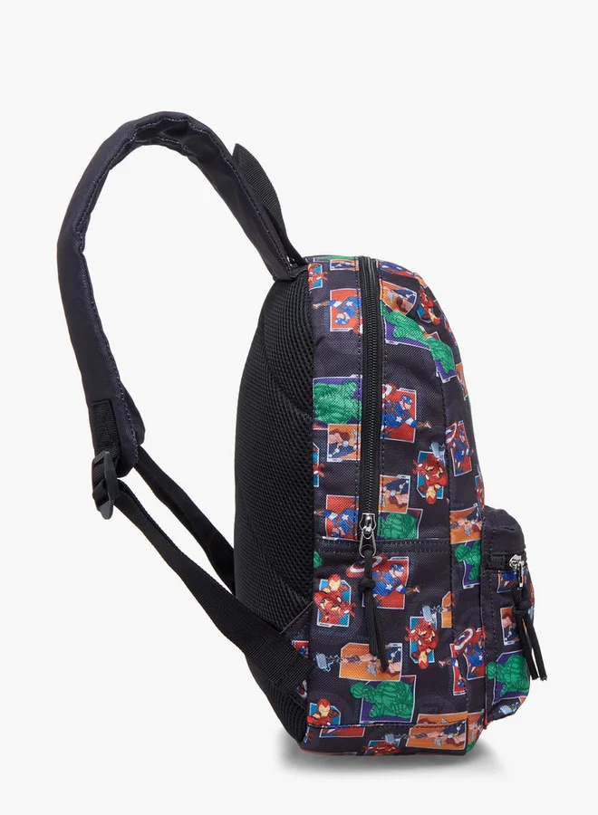 MARVEL Boys Avengers Print School Backpack with Adjustable Shoulder Straps and Zip Closure - 33x25x10 cm