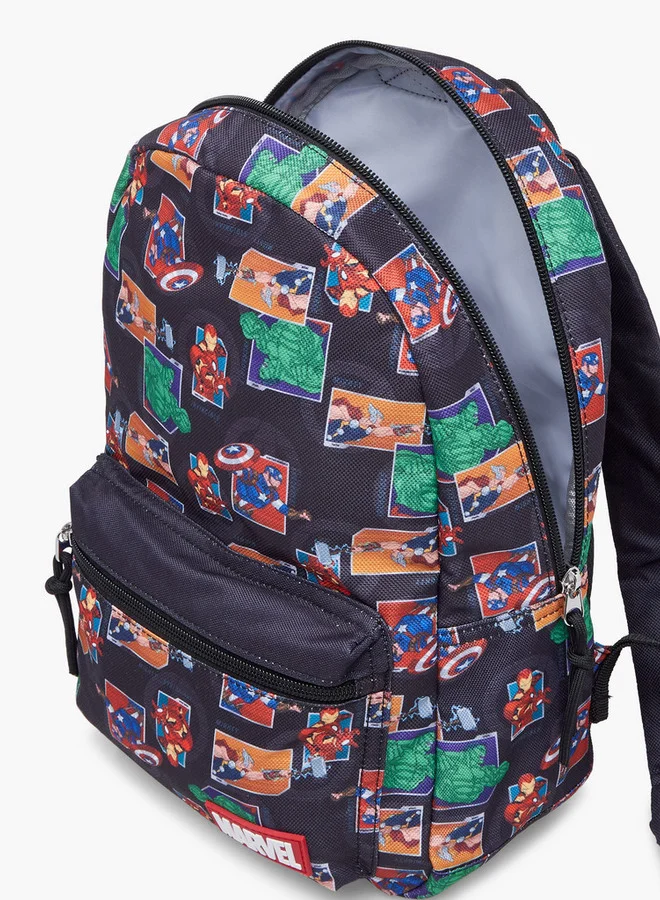 MARVEL Boys Avengers Print School Backpack with Adjustable Shoulder Straps and Zip Closure - 33x25x10 cm