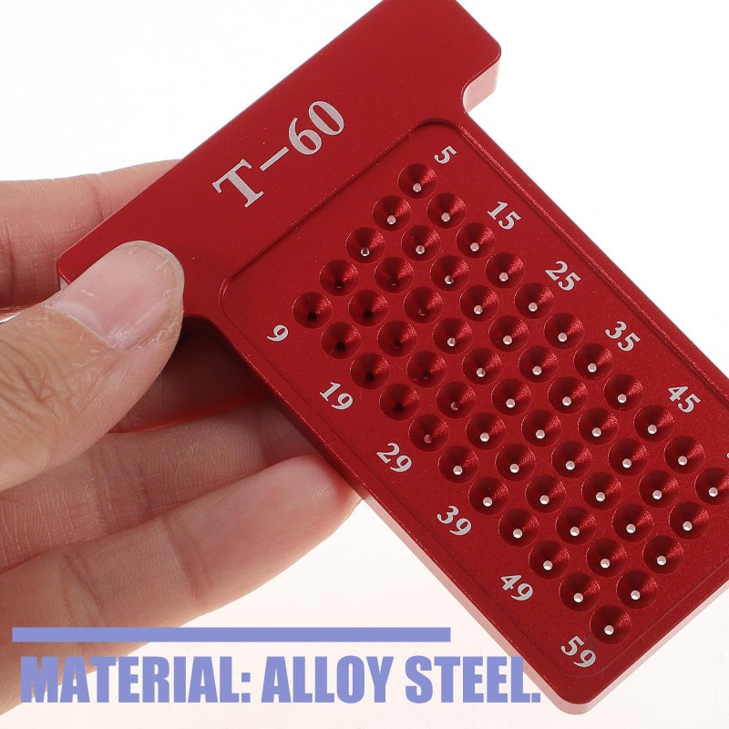 Woodworking Scriber T Type Ruler Alloy Marking Gauge Red Handheld Hole Positioning Tool For Carpentry Home Workshop - Image 4