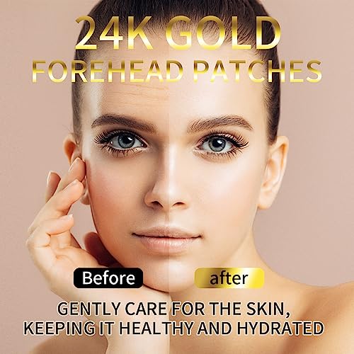 ROUSE 24K Gold Forehead AntiWrinkle Patch15 PCS Collagen Facial Lines Mask Forehead Frown Wrinkles Pads TZone Patches Smooth Face Strips Moisturizing - Image 5
