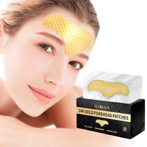 ROUSE 24K Gold Forehead AntiWrinkle Patch15 PCS Collagen Facial Lines Mask Forehead Frown Wrinkles Pads TZone Patches Smooth Face Strips Moisturizing - Image 2